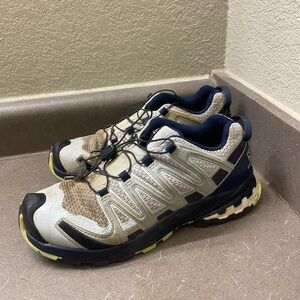 Salomon XA Pro 3D Woman’s Hiking Shoes US 6.5 Beige Navy Yellow Black Medium